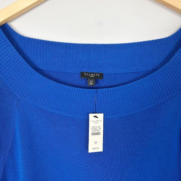 NEW Talbots Blue Boat Neck Sweater Ruffle Sleeve Size 3X Women's - Picture 4 of 4